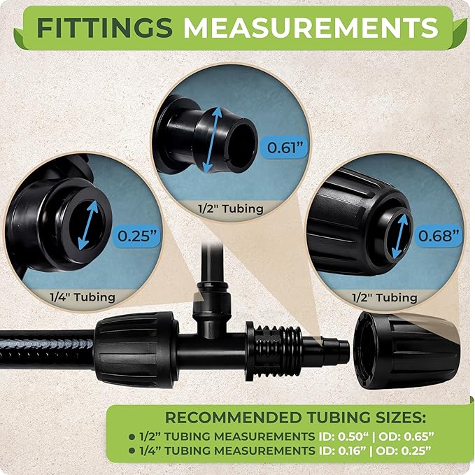 Carpathen 50 FT 1/2 Irrigation Tubing Mainline - Drip Irrigation Tubing Perfect for Push-To-Connect Garden Irrigation System or as Blank Distribution Hose with 4 Connectors Included