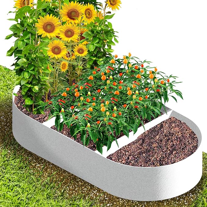 CJGQ 5x2.5x1ft Fabric Raised Garden Bed 65 Gallon Planter Large Oval Garden Boxes Outdoor for VegetablesFlowers and Potato