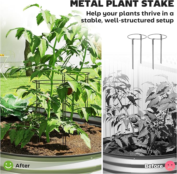 Raised Garden Bed SetRaised Beds for Gardening with Metal Plant Stakesfor Gand Patio