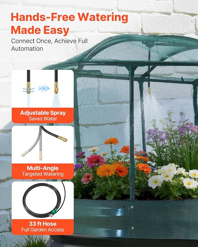 VEVOR 6x3x1FT Metal Raised Garden Bed Kit with Self Watering System and Mesh Cover Oval Outdoor Galvanized Planter Raised Beds for Gardening Planting Flowers Fruits Vegetables