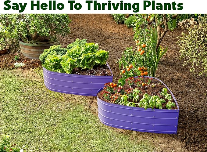 Plant &amp Plot Galvanized Raised Garden Beds Outdoor // Planter Raised Beds for Gardening Vegetables Flowers // Large Metal Garden Box (Purple) // Patent Pending Tool-Free Assembly