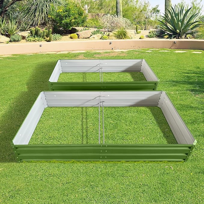 6 x 3 x 1 ft (2 Pack) Metal Garden BedOutdoor Planter Box Metal Patio Kit Planting Bed for Vegetables Flowers HerbGreen