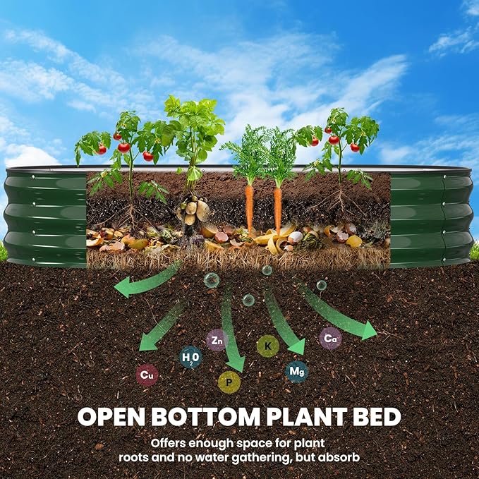 Galvanized Raised Garden Bed 6x3x1 FT Oval Metal Raised Garden Bed Outdoor Planter Box with Open Bottom Rust-Resistant Steel Garden Bed for Vegetables Herbs Flowers Easy Assembly