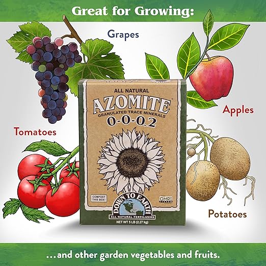 Down To Earth All Natural Fertilizers Organic Azomite Granulated Trace Minerals - Essential Minerals for Improving Plant Growth 0-0-0.2 5lb (2 Pack)
