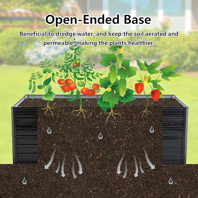 Galvanized Raised Garden Bed 6x3x2ft Outdoor Planter Box Galvanized Steel Garden Bed Kit for Vegetables Flowers Herbs and Succulents Black