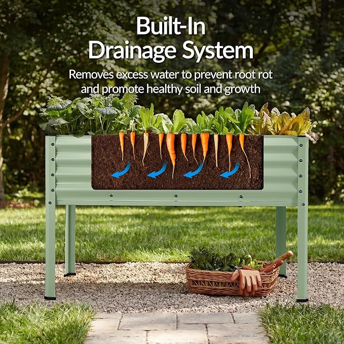 Best Choice Products 48x24x30in Galvanized Raised Garden Bed Metal Elevated Planter Box Vegetable Garden for Backyard Patio Balcony - Sage Green