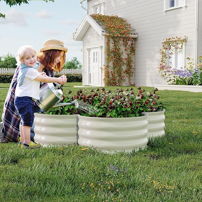 2-Pack Galvanized Raised Garden Bed 4x4x1ftOutdoor Metal Raised Garden Bed Floral Frame Open Bottom for Vegetables Herbs Flowers Rust-Resistant Steel Garden Bed Kit