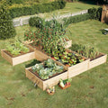 SPECRAFT H-Shaped Raised Garden Bed 12x12x2 ft Double-Layer Wooden Planter Box for Outdoor Patio Garden180 cu. ft Capacity
