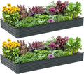 2PCS 8x4x1FT Galvanized Raised Garden Bed Galvanized Planter Raised Garden Boxes Outdoor Large Metal Raised Garden Beds for Vegetables-Grey