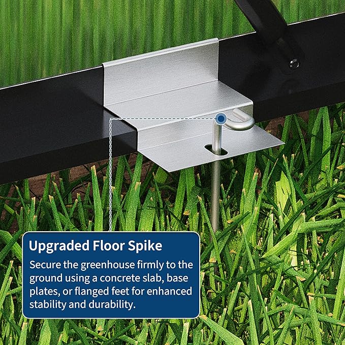 6X6 FT Greenhouse for Outdoors Large Walk-in Polycarbonate Greenhouse Kit Aluminum Frame Lockable Door Roof Vent Ground Spikes for Garden Patio Backyard Outdoor Plant Growth