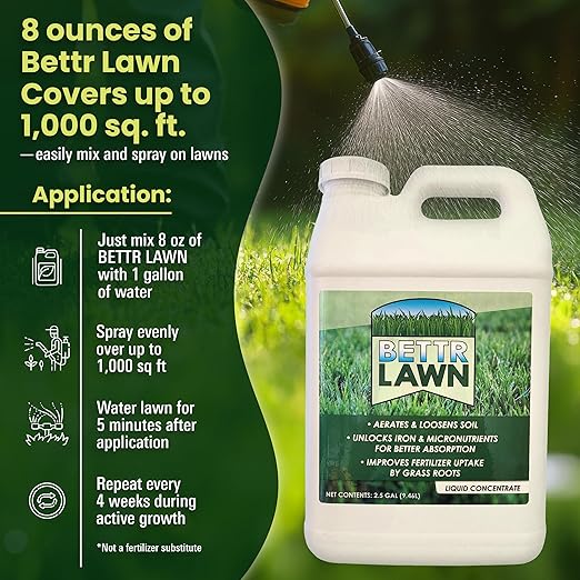 Bettr Lawn Liquid Lawn Aerator – Soil Activator &amp Clay Conditioner with Humic and Fulvic Acids – Grass Root Booster &amp Nutrient Enhancer Improves Lawn Health &amp Penetrates Compacted Soil –
