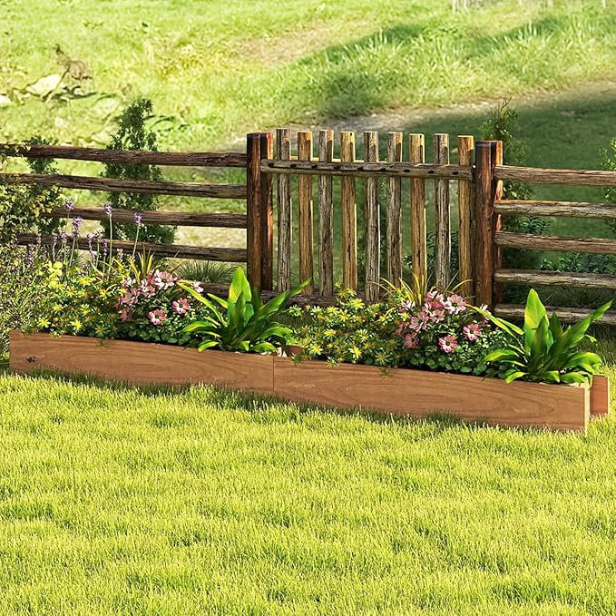 S AFSTAR 2 Pieces Raised Garden Bed 36” x 7” x 6.5” Wood Rectangle Planter Box with Drainage Holes Water-Resistant Paint Decorative Window Box Outdoor Garden Bed for Fruit Vegetable Flower Herb