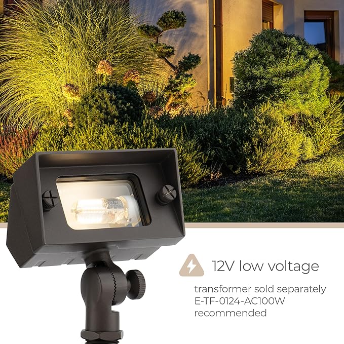 Amped Landscape Lighting 12V Flood Wall Wash Light with G4 Socket in Bronze Powder Coated Aluminum