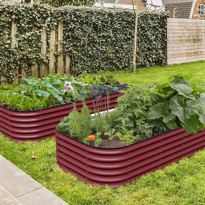 Olle Galvanized Raised Garden Beds Outdoor 17 Tall 12 in 1 Planter Raised Beds for Growing Herbs Vegetables Flowers Raised Garden Beds Barn Red