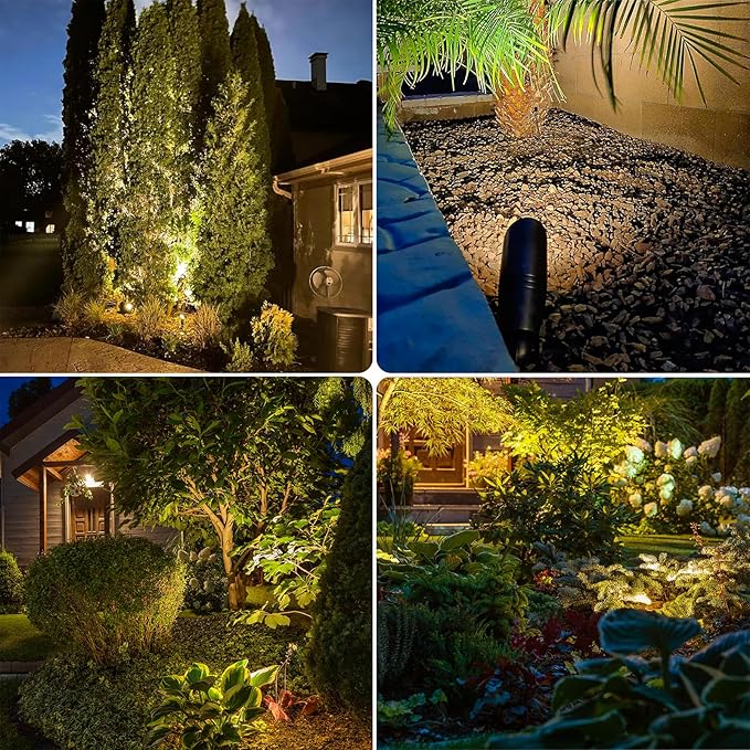 GKOLED Brass LED Outdoor Landscape Spotlights 12V Low Voltage Spot Light Waterproof Landscape Lights Uplighting for Garden Tree Yard Antique Bronze Accent Lighting Fixture with MR16 Bulb
