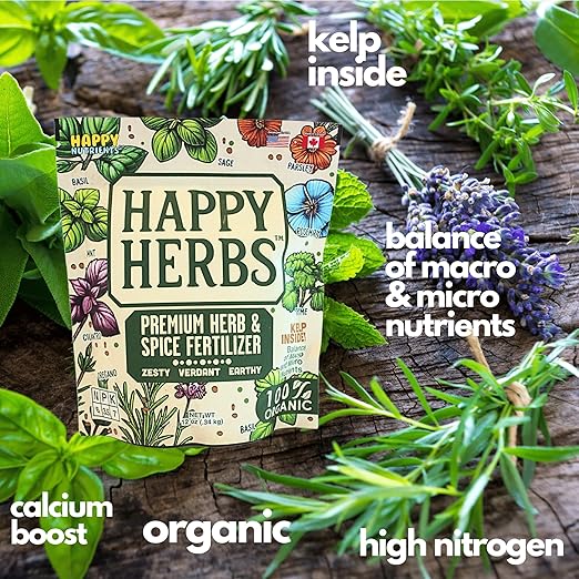 Fertilizer for Herbs Happy Herb Organic Fertilizer by Happy Nutrients – Plant Food for Basil Mint Cilantro Rosemary Thyme &amp More – Macro &amp Micro Nutrients for Home Gardens – 12 oz (0.34 kg