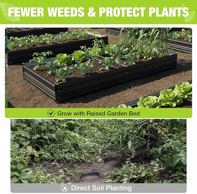 WORKPRO 2PK 7.5x4x1ft Outdoor Galvanized Raised Garden Bed Rust-Resistant Planter Raised Beds for Vegetable Flowers Herbs Black