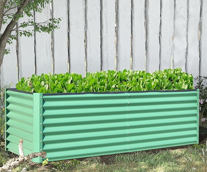 6x3x2ft Galvanized Raised Garden Bed Outdoor Planter GBoxes Large Metal Planter Box for Gardening Vegetables Fruits FlowersGreen
