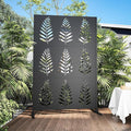 Modern Shade 4x6 FT Metal Privacy Screen with Artistic Modular Designs Decorative Patio Privacy Fence &amp Garden Divider Freestanding Outdoor Metal Fence Panel Weather-Resistant (Tropic Rows)