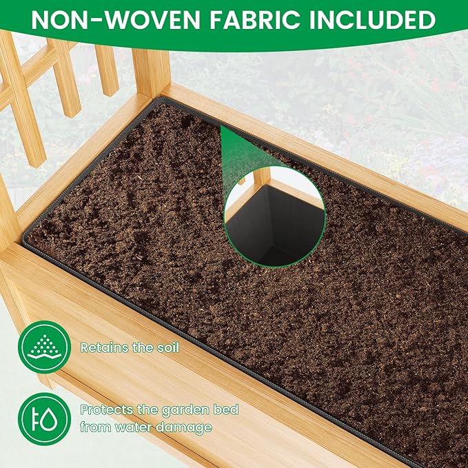 DoCred Raised Garden Bed with Trellis Freestanding Wood Planter Box with Hanging Roof Side Trellis Above Ground Elevated Garden Bed Outdoor Planter with Arch Trellis for Climbing Plants Vines Patio