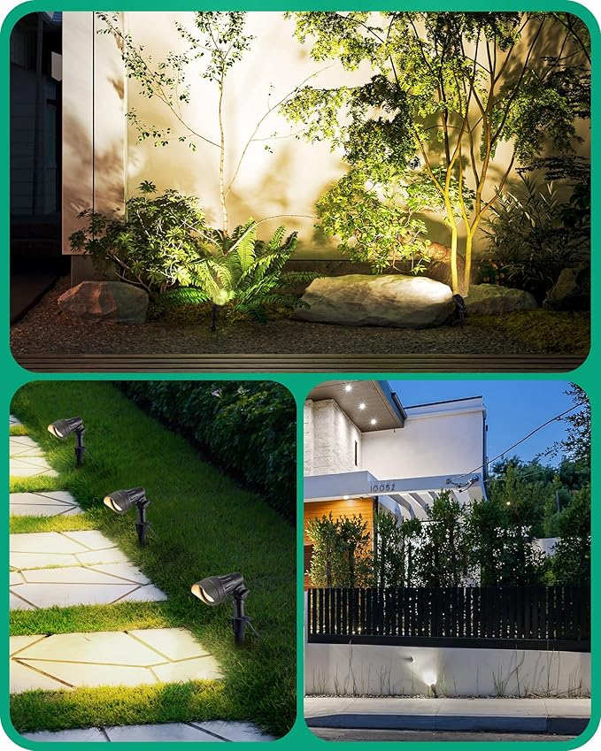 EDISHINE 6 Pack Low Voltage Pathway Lights &amp 8 Pack Landscape Spotlights