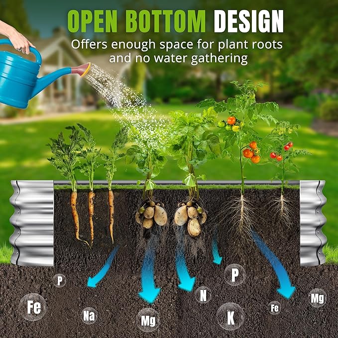 Sponvatt Raised Garden Bed - Outdoor Galvanized Raised Garden Bed Planter Boxes Large Oval Metal for Gardening Planter Box KitSuitable for VegetablesHerbs and Flowers Silver (8x4x1 Ft)