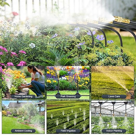 100ft Drip Irrigation System Automatic Garden Watering System with 25 Adjustable Sprinkler Nozzles Irrigation Hose Kit for Yard Lawn Plants Atomizing System