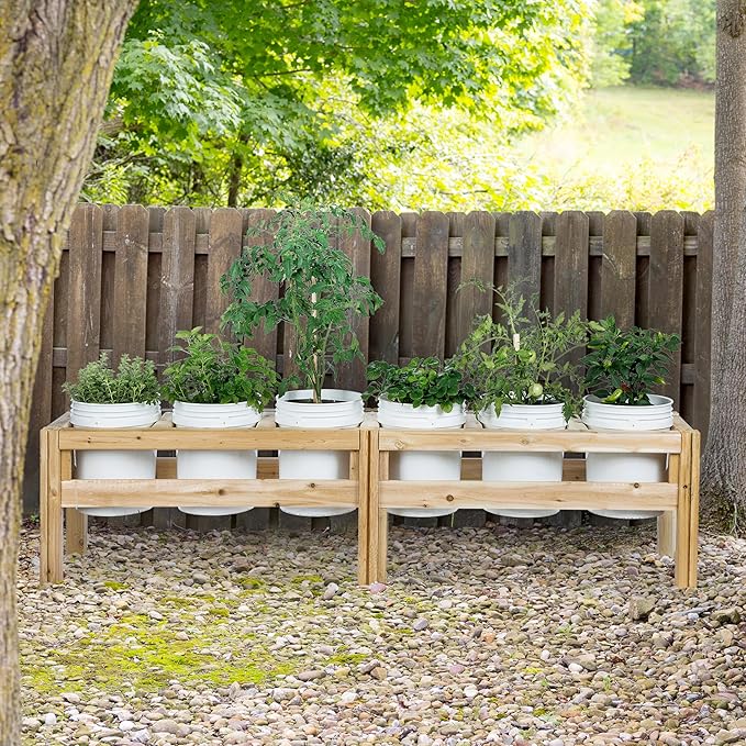 Greenes Fence Six Bucket Elevated Cedar Wood Garden Frame 84 in. x 16 in. x 20 in. - Made in USA with North American Cedar