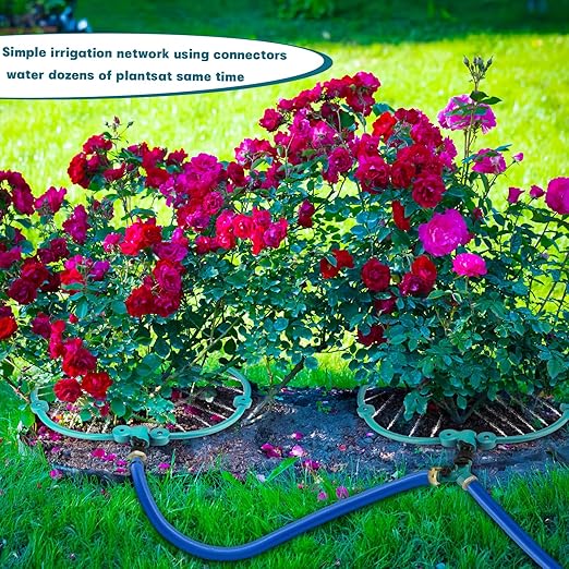 2Pcs 360° Tree Water System Tree Watering Ring 13 Inch Circle Sprinkler and Irrigation System Targeted Water with Y Hose Splitter for New Tree Outdoor Plants Raised Garden Beds Shrubs (Green Small)