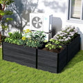 Modular Raised Garden Bed - Expandable Design with Composite Panels &amp Aluminum Frame - Perfect for Flowers Vegetables Herbs - Outdoor Planter Cuboid Box for Patio Balcony Backyard (Black)