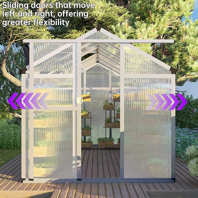 CQZY 6x6 FT Aluminum Greenhouse for OutsideSilver