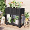 Patio 35.4''x17.7''x37.4'' Wood Cold Frame Compact 2 Doors GGreenhouse with Wheels Raised Bed with Liner for Indoor Outdoor Use Black