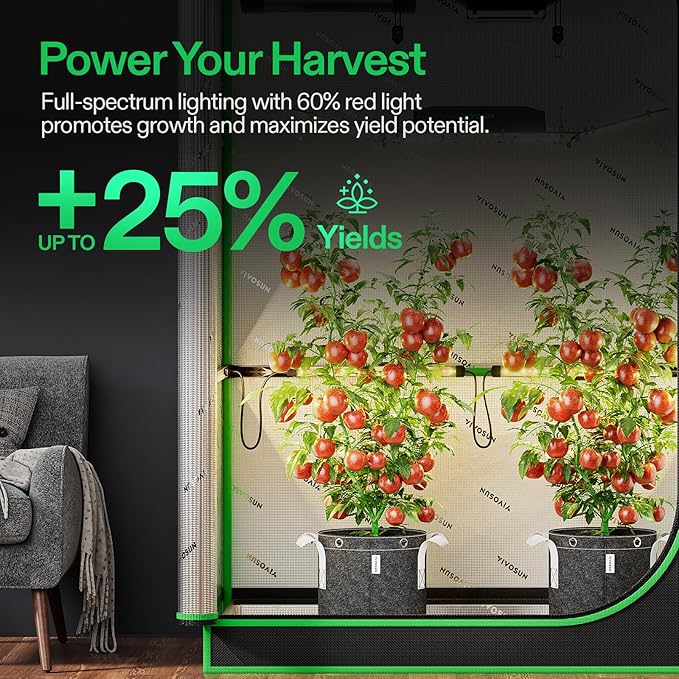VIVOSUN GIY Smart Grow Tent System 2x2 and LumaRay Side Lighting Bars (4-Bar) Full Spectrum LED Grow Lights for Grow Tents Greenhouses SGS Compatible
