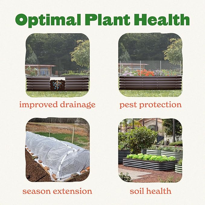 Epic Gardening 5-in-1 Modular Galvanized Raised Garden Bed Kit 15 Tall Metal Planter Box Durable Aluzinc Steel Raised Garden Bed Outdoor for Vegetables Herbs Flowers &amp Fruits - Round - Light