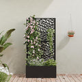 Casaphoria Metal Raised Garden Bed with Trellis 59x30x12 Planter Box for Climbing Plants Vegetables &amp Vines Features Drainage Holes and Privacy Screen (Black-Spring)