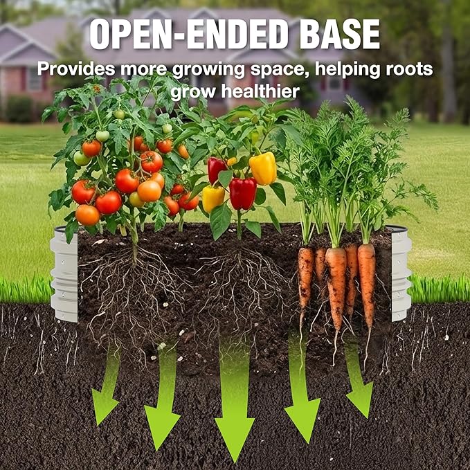 WORKPRO 2PK 4x2x1ft Outdoor Galvanized Raised Garden Bed Kit Rust &amp Corrosion Protection Easy Assembly Safe Edge Ideal for Vegetables &amp Flowers White