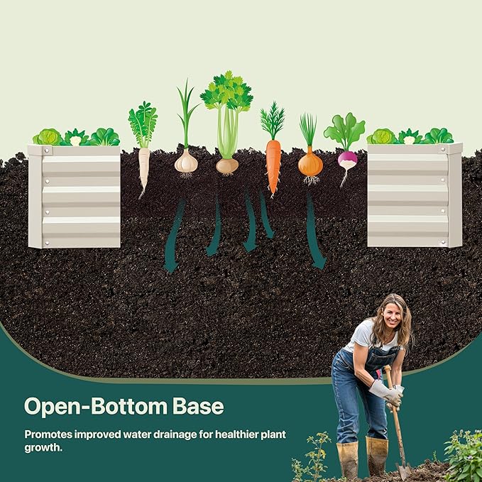 Raised Garden Bed Beige 6x3x1ft Galvanized Raised Garden Bed Outdoor Metal for Gardening Vegetables Flower Garden Planter Box Large Raised Bed with Gloves and 3ftx30ft Weed Barrier Fabric