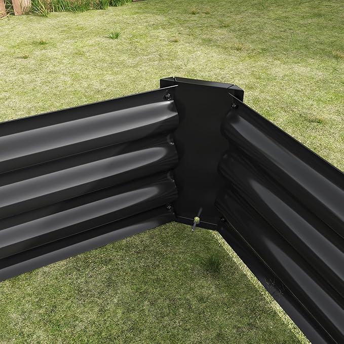 Raised Garden Bed Outdoor 6×3×1ft Metal Raised Rectangle Planter Beds for Plants Vegetables and Flowers Black