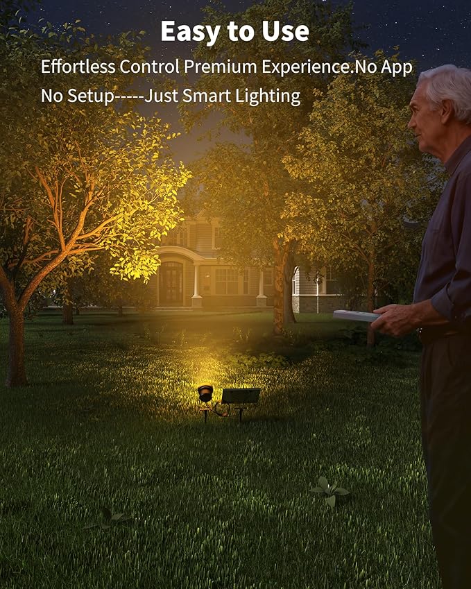 Ofuray Solar Spot Lights Outdoor RGB Color Changing with 8 Lighting Modes IP67 Waterproof Landscape Lights 9.8ft Cable 12000mAh High Power Dusk to Dawn Solar Spotlights for Garden &amp Outdoor Déc
