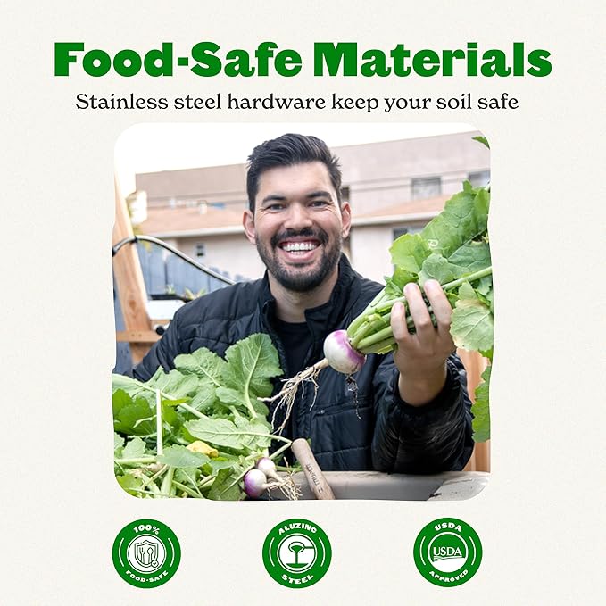 Epic Gardening 6-in-1 Modular Galvanized Raised Garden Bed Kit 29 Tall Metal Planter Box Durable Aluzinc Steel Raised Garden Bed Outdoor for Vegetables Herbs Flowers &amp Fruits - Small Mist Gre
