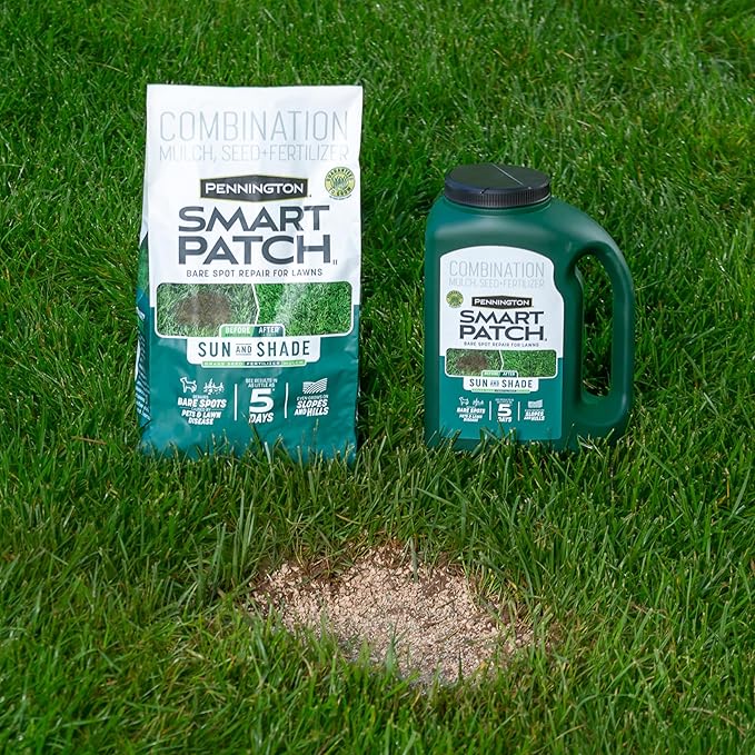 Pennington Smart Patch Sun &amp Shade North 30lb 600 sq. ft. Grass Seed Bare Spot Repair with Mulch and Fertilizer
