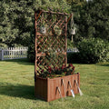 SPECRAFT Wood Planter with Trellis 35.4x17.7x72 Inch Raised Garden Bed 1.6Ft Deep Large Planter Box for Outdoor Gardening Vegetables and Climbing Plants