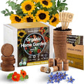 Organic Edible Flower Garden Seed Kit - 23pc Indoor Garden with Soil Pots Plant Markers USDA Organic Non-GMO Seeds &amp Illustrated Instructions - Sunflower Borage Thai Basil Dill Nasturtium