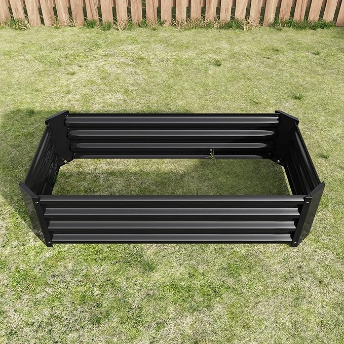 Galvanized Raised Garden Bed 8ft x 4ft x 2ft Large Metal Planter Box for Vegetables Herbs Flowers 20.5 Cubic Feet (4 * 2 * 1FT Black)