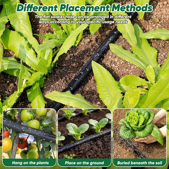 Soaker Hose 50 ft Garden Hose With Drip Irrigation System 1/2 Linkable Consistent Drip Irrigation Hoses Leakproof Design Water Hose Save 80% of Water for Garden Farm Orchard Plantation