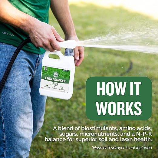 Turf Titan Lawn Advancer – Green Lawn Booster and Lawn Fertilizer (32 oz) – Fast Acting Grass Fertilizer w/Tri-Action Formula – Fertilizer Concentrate for Grass Growth - Covers up to 8000 Sq F