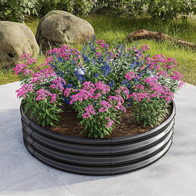 2PCS W840116764 - Black Metal Galvanized Raised Garden Bed - Durable Outdoor Planter - Ideal for Vegetables and Herbs - Weather-Resistant Garden Solution