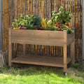 VEIKOU 48x24x33in Cedar Raised Garden Bed Planter Raised Beds with Lockable Wheels Storage Shelf Raised Garden Beds Outdoor for Backyard Patio Balcony Rustic