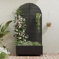 Casaphoria Metal Raised Garden Bed with Trellis and Wheels 72x35x16 Arched Planter Box for Climbing Plants Vegetables &amp Vines Features Drainage Holes and Privacy Screen (Black-Louvered)