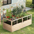 AMERLIFE Raised Garden Bed with Hinged Fencing and Trellis 18 Inch Deepened Wood Planter Box 2 PCS Flip-up Front Panel Easy Assembly Ideal for Seed Starting and Growing Vegetables &amp Fruits